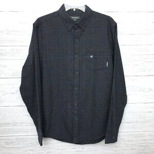 New Eddie Bauer Men's Charcoal Grey Plaid Flannel Shirt Button Up Classic Fit S